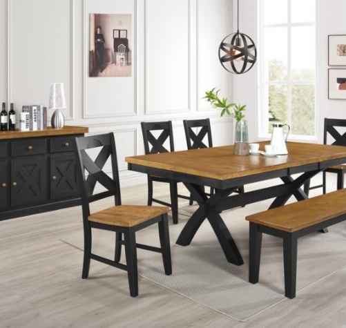 QT4284-Quinton X-Leg Extension Dining Table w/18