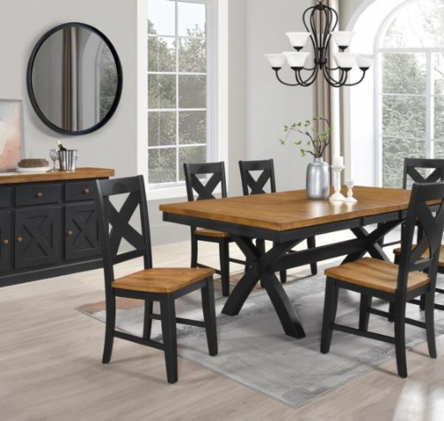 QT4284-Quinton X-Leg Extension Dining Table w/18