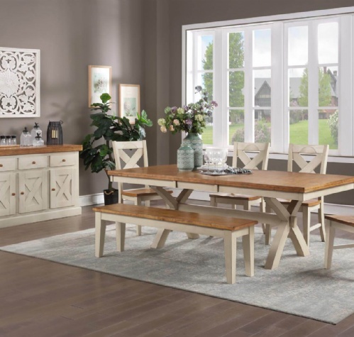 Quinton X-Leg Extension Dining Table w/18