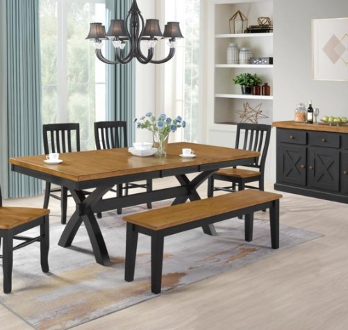 QT4284-Quinton X-Leg Extension Dining Table w/18